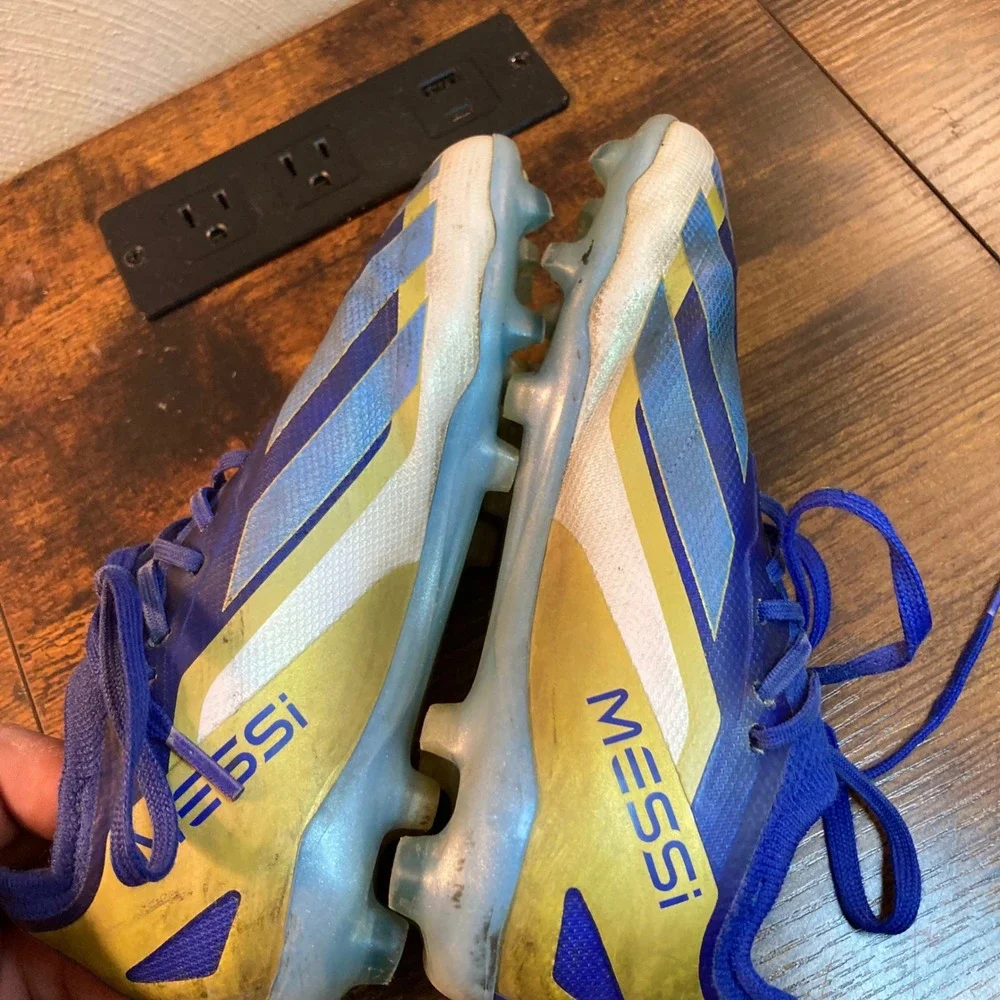 Adidas X Crazyfast Messi.4 FxG Soccer Cleats Blue Silver IE8676 Kids Size 1.5